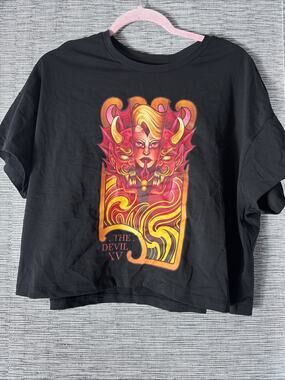 Snag Tights Major Arcana Boxy T-Shirt Tee, XV The Devil, Black, Size D (8-10)